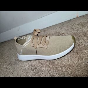 Tan Knit Sneakers with White Sole